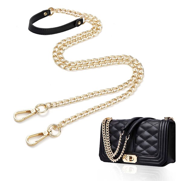 JINXAIN Leather Straps Bag Chain 120cm Bag Gold Chain Handbag Chain Replacement Handbag Strap Purse Chain for Bag Wallets Handbag Backpack DIY Crafts (Gold)