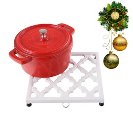 Square Cast Iron Trivet White Metal Trivets for Kitchen Dining