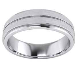 Heavy Solid Sterling Silver 6mm Unisex Wedding Band Comfort Fit Ring Brushed Raised Center Grooved Polished Sides (5)