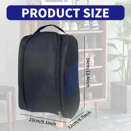 Durable Shoe Bag for Men & Women, Waterproof Golf Shoe Bag, Portable Boot Bag for Sports, Travel, Gym, and Outdoor Use, Organize and Protect Your Shoes with Ease（Black and Blue）