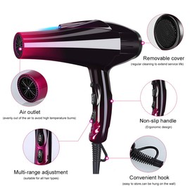 Professional Hair Dryer with Blue Light Far Infrared Negative Ionic 3500W Blow Dryer Fast Drying Heat Hairdryer Powerful Home Salon Hair Dryers with Attachment