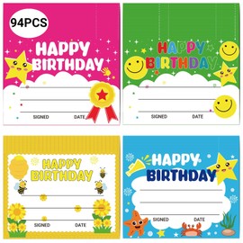 94 Pcs Student of Award Certificates End of School Year Superlatives Certificates Recognition Certificates of Achievement Graduation Birthday Certificates for Teacher Supplies (Happy Birthday)