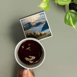 Olympic National Park, Washington, 1938 (Absorbent Ceramic Coaster, Single, Cork Back, Kitchen Table Decor)