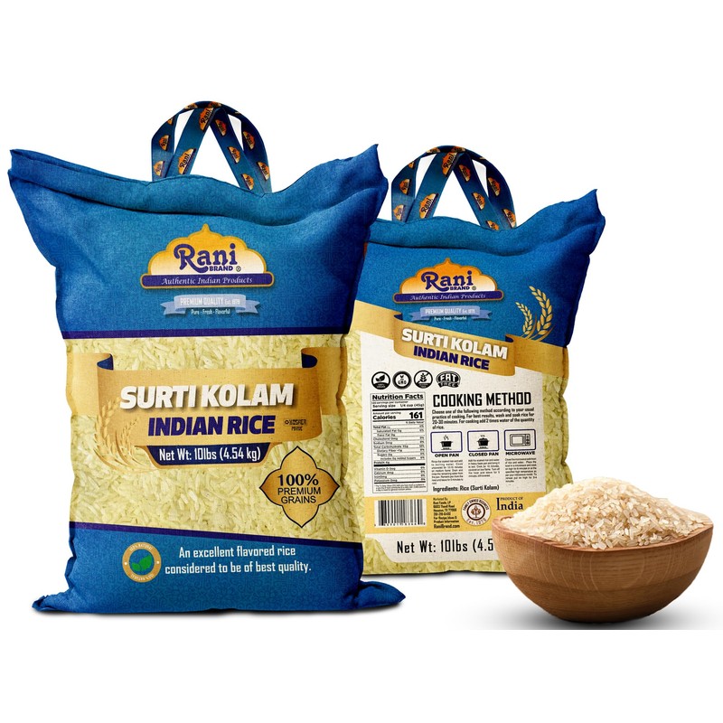 Rani Surti Kolam Indian Rice 160oz (10lbs) 4.54kg Cloth Bag