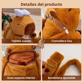 Linda Mochila de Felpa de Carpincho Bolso,Bolsa de Juguete Carpincho,Mochila Adorable Carpincho,Mochila de animales de peluche de carpincho para niños (Estilo Ⅱ)