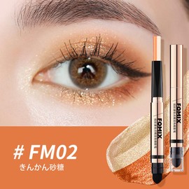 MIRUOKOU Two-Color Eyeshadow Stick, Colorful Quick Makeup Contouring and Brightening Eyeshadow Stick, Eye Shadow Pencil, Time-saving Makeup, Various Uses, Easy to Apply, Gradient Eyeshadow -02# Golden
