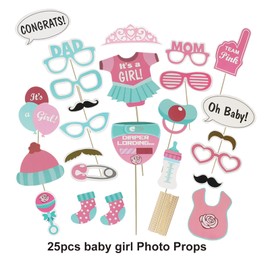50pcs Baby Shower Photo Booth Props, BOZILY Gender Reveal Props Baby Shower Handheld Props for Unisex Newborn Boy Girl Party Decorations Baby Shower Banquet Supplies Diy Set