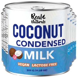 Sweetened condensed coconut milk (6 cans) vegan coconut condensed milk sweetened. Caramel sweet condense coconuts milks. Lactose dairy free. Leche condensada de coco leche de coco. Real Naturals