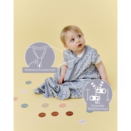 molis&co baby sleeping bag, 0.5 TOG, Size: 70cm (0-6 months), ideal for the summer, Blue Garden 100% organic cotton (Oeko-Tex 100)