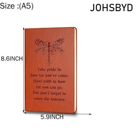 JOHSBYD Dragonfly Gifts Leather Notebook Always Remember You’re Braver Than You Believe Journal Notebook Dragonfly Lover Gift for Men Inspirational Gift Encouragement Gift for Friends (take pride)