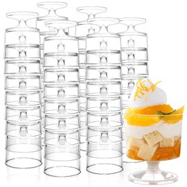 Enjamyo 2 oz Mini Dessert Cups,80 Pack Clear Plastic Dessert Cups,Clear Plastic Wine Glasses,Small Parfait Cup,Mini Disposable Appetizer Cup for Party Wedding Birthday Tasting