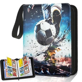 Mowtential Football Trading Card Album, Football Cards Scrapbook 65 Pages 520 Cards, Scrapbook 4-Pocket with Zip, High-Quality Waterproof PU Leather Card Collector's Book (A520)
