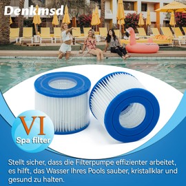Denkmsd Filter Cartridges VI for Bestway Pool Filter, Filter Cartridge VI for Miami, Vegas, Monaco, Replacement Filter for Bestway Spa 58323 (Pack of 8)