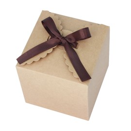 Brown Gift Boxes with Ribbon – 4x4x4" Foldable Paper Boxes with Lids, Set of 10, Eco-Friendly Small Kraft Present Boxes for Weddings, Holidays, Birthdays, Business Packaging