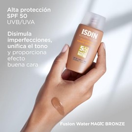 ISDIN Fotoprotector Fusion Water Color Bronze SPF 50, Protector Solar Facial Uso Diario, Textura Ultraligera, 50ml
