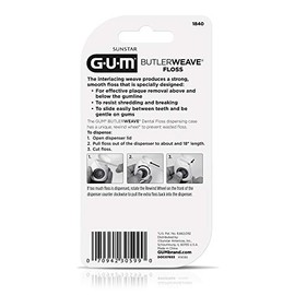 GUM - 1840B ButlerWeave Hilo dental encerado, dispensador rebobinable, menta, 200 yardas