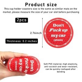 Sylvil 2 PCS Bling Car Cup Coaster, 2.75 Inch Anti-Slip Cup Holder Insert Coasters, Crystal Rhinestone Auto Drink Car Cup Mat for Women Girls, Universal Interior Car Accessories (Red)