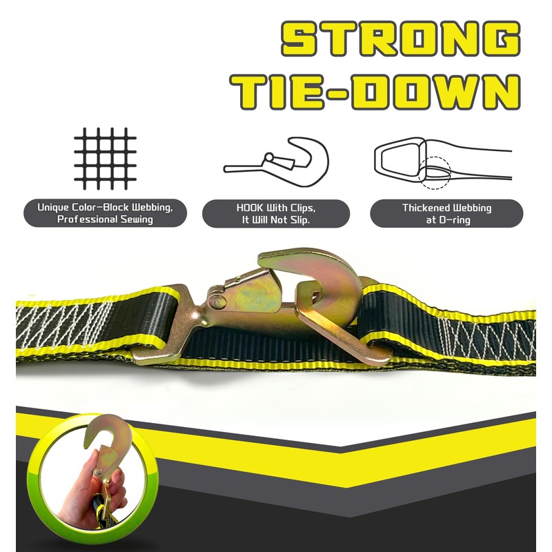 KJE Heavy Duty Car Trailer Tie Down Straps with Reflective