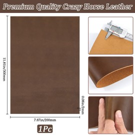 GORGECRAFT Genuine Leather Sheets Crazy Horse Leather Fabric Precut 30x20cm Cowhide Leather Pieces 2mm Thick Top Grain Tanned Cattle Hide for DIY Crafts Journal Cover Wallet Jewelry Making, Dark Brown