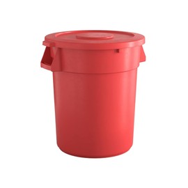KTLT 32 Gallon Red Round Commercial Trash Can with Lid, Ingredient Bin, Wastebasket for Restaurant/Kitchen/School