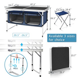 CampLand Outdoor Folding CampingTable with Aluminum Lightweight Height Adjustable with Storage Organizer Picnic Table for BBQ, Party, Camping (BlackBig)