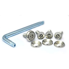 License Plate Bolts, Pintlux Sala, Stainless Steel (Silver), 4 Pieces & Tool Set, M6 x 20