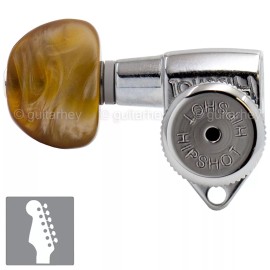 Hipshot NEW Hipshot 6 inline LEFT HANDED Non-Staggered Locking AMBER Buttons - CHROME