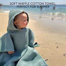 ZICOTO ZICOTO Soft Hooded Beach Towel for Kids - Cute Towel for Babies and Toddler Made of Waffle Cotton - Perfect Lightweight and Absorbent for Bath, Beach, Pool