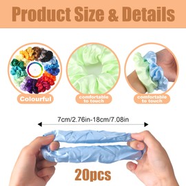 Hair Bobbles Pack of 20 Premium Velvet Hair Bobbles Cute Soft Elastic Hair Bands Ropes Scrunchie for Women or Girls Hair Accessories 20 Colours