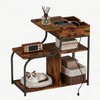 End Table with Charging Station, 3-Tier Sofa Side Table Sliding