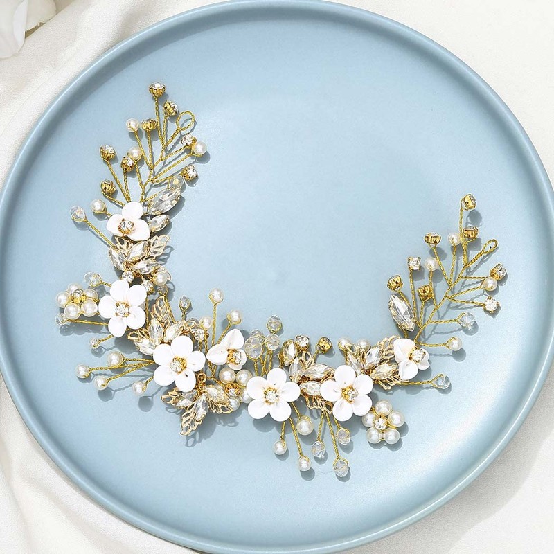 Gorais Diadema de flores para novia de boda con cristales