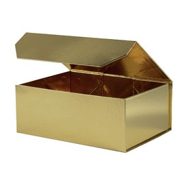 OBMMIRAO Upgrade 1PCS Gold Gift Box 9.5x7x4 Inches, Sturdy Gift Box with Lid for Gift Packaging, Foldable Magnetic Closure Storage Boxes, Bridesmaid proposal box, Rectangle Collapsible Box