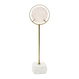 Main + Mesa Decorative Agate Accent on Metal and Marble Stand, White