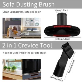 Universal 7PCS For Shop Vac 32mm(1 1/4in) Vacuum Attachments Dusty Brush & Crevice Kits US