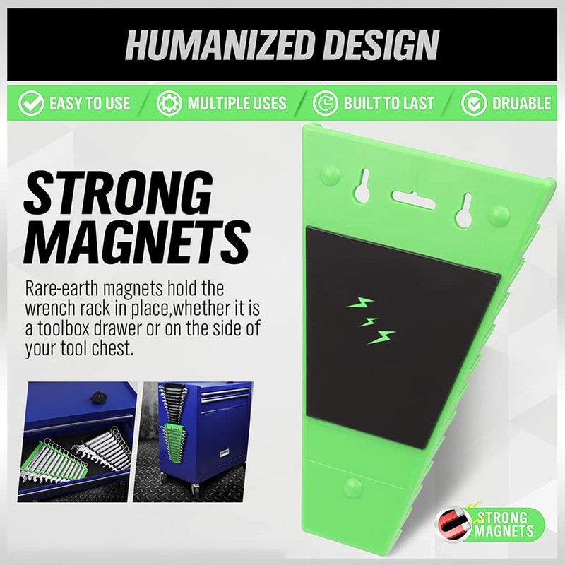 2 Packs Magnetic Wrench Organizer Hold Up to 12 Pieces