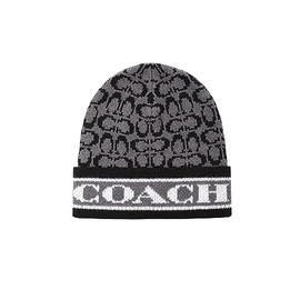 Coach Women's Signature C Logo Beanie, Black