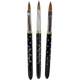 Pinceles Kolinsky Black Rock #6, 8 y #10 Mc Nails Para Uñas Acrílicas, Polvo Acrílico, Manicure, Pedicure.