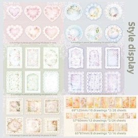 180 Sheets Colorful Decorative Paper, Scrapbooking Supplies Pack,Cutout Lace Scrapbook Paper for DIY Junk Journal Planners Art Collage Album Picture Frames Decorative