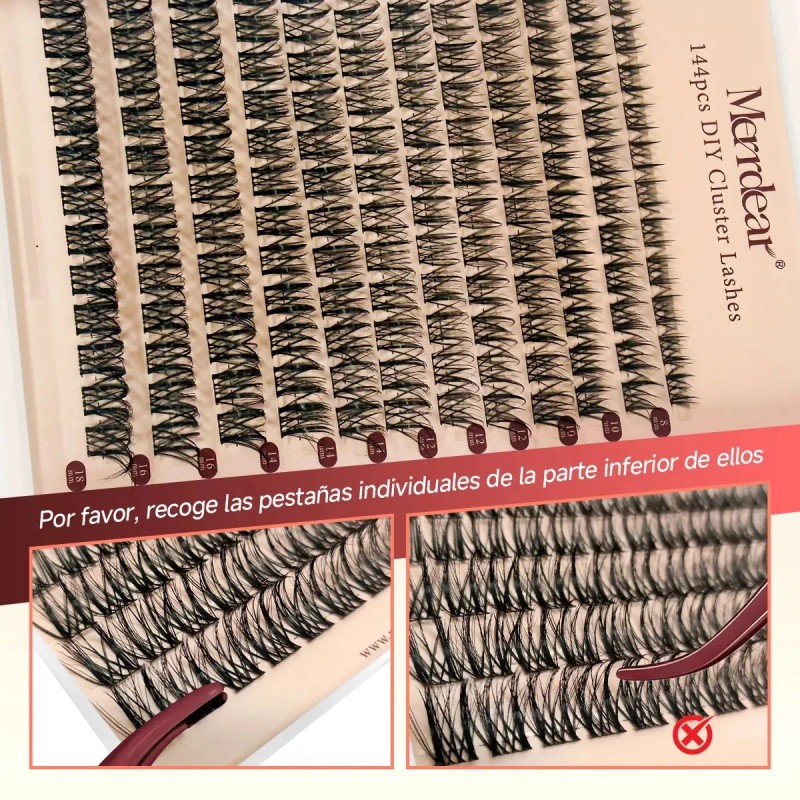 Pestañas Extensions Kit 144 Piezas H03 Curvatura D 8-18 Mm