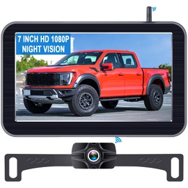 7-Inch Wireless Backup Camera for Truck - 2 Channel, DIY Grid Lines, HD 1080P, Night Vision, IP69K Waterproof, Backup Camera for Truck, Pickup, Trailer, Cars - Parking Safety & Towing Assistance