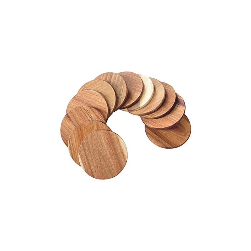 12 Pack Acacia Wood Drink Coasters, 3.74 Inch Round Wooden