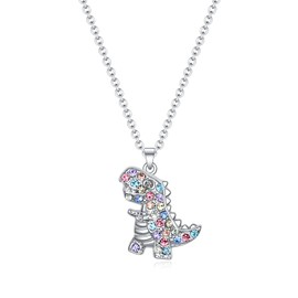 SUMFAN T-Rex Dinosaur Necklace for Teen Girls Women,Animal Tyrannosaurus Necklace Jewelry Gift for Girls Daughter Granddaughter Niece, Birthday Christmas Valentine's Day Gifts for Girls (Cute T-Rex)