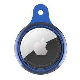 Dilhvy Case for AirTags Protective Cover TPU Portable Scratch Resistant with 2 Protective Films, Accessories Airtags Bluetooth Tracker Protective Case with Keychain (2021) - Midnight blue