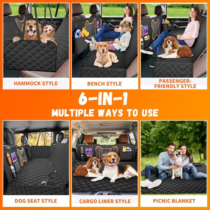 Dog Seat Cover for Car Back Seat Zipper Mesh Window