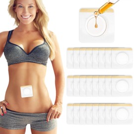 YHOVID 36Pcs Castor Oil Patches Belly Button, Organic Cotton Patches Belly Button, Castor Oil Pack Wrap for Belly Button, Stomach, Disposable Self-Adhesive Pads -White