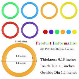 200 Pieces Plastic Loose Leaf Rings Multi-color Binder Rings Office Book Rings with a Box, 1.1" Flexible Book Rings for Scrapbook Cards Notebooks Key Chains Document Stack School Home Office, 6 Colors