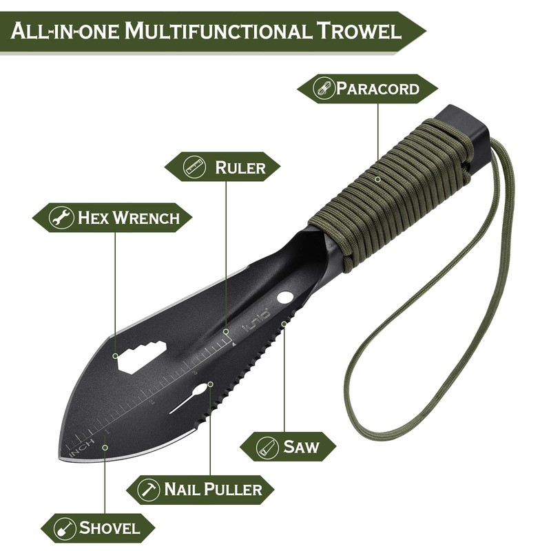 iunio Hiking Trowel, Camping, Backpacking, Portable Shovel, Multitool, Ultralight Camp