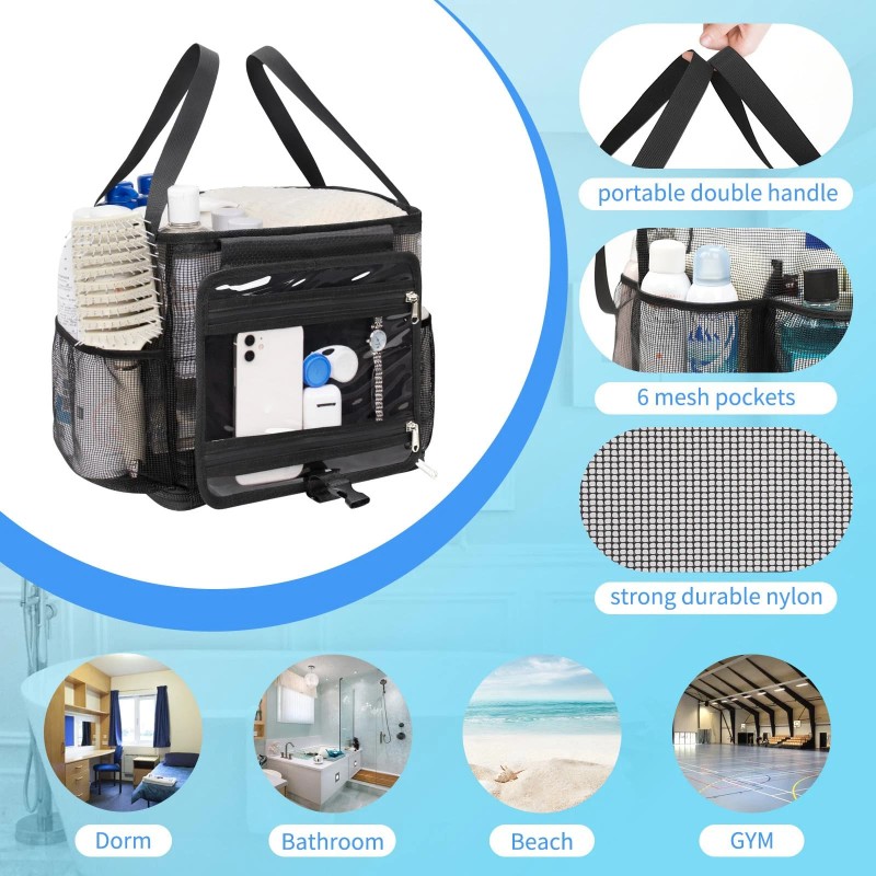CUBETASTIC Mesh Shower Caddy Portable Quick Dry Hanging Toiletry Bag