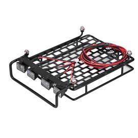 Portaequipajes de Techo RC, Portaequipajes de portaequipajes de Gran tamaño con luz LED Cuadrada para Axial SCX10 1/10 RC Crawler Car(2 2 Rojo)