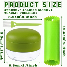 Garlic Press Stainless Steel, Garlic Mincer Tool with Storage Container, Garlic Chopper with Peeler Skin and Cleaning Brush
